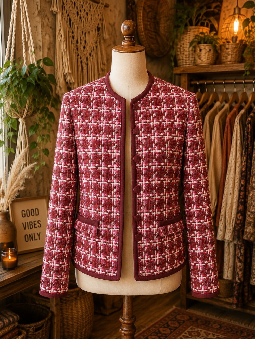 JG Hook Y2K Tweed Button-Front Jacket Size 14